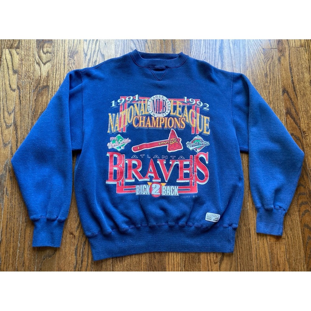 VTG 90s Atlanta Braves Sweatshirt Mens Large MLB Logo 7 Big Graphic Baseball